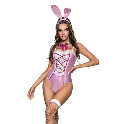 Pink Pure Bunny Girl Teddy Lingerie Costume-SexBodyShop