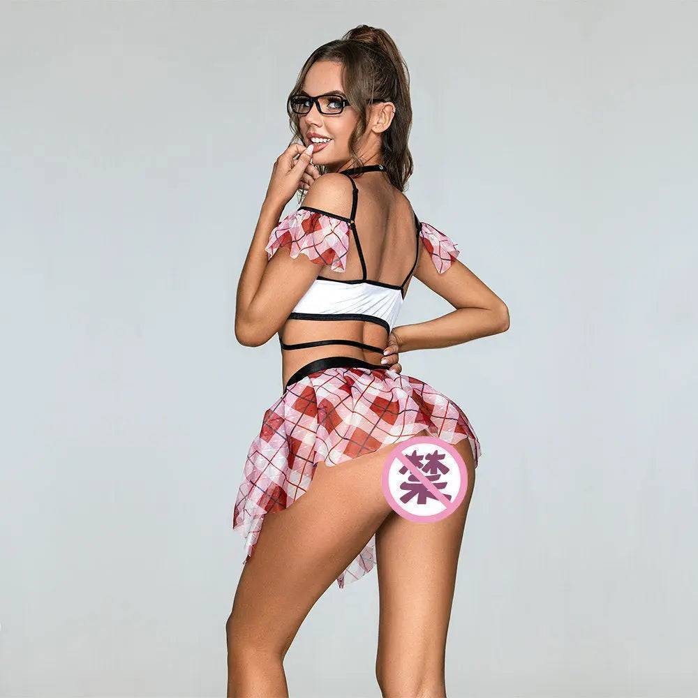 Pink Pure School Girl Crotchless Skrit Costume-SexBodyShop