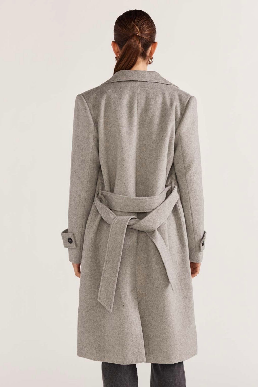 Reade Grey Marle Belted Wool Blend Coat-VibeCloset
