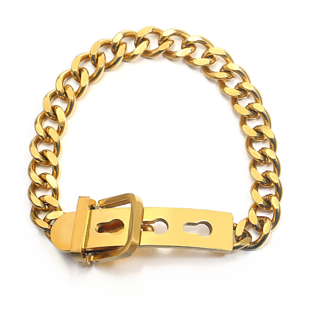 Chunky Belt Buckle Bracelet-VibeCloset