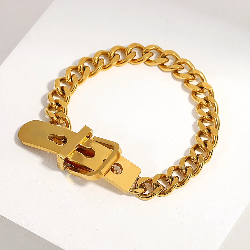 Chunky Belt Buckle Bracelet-VibeCloset