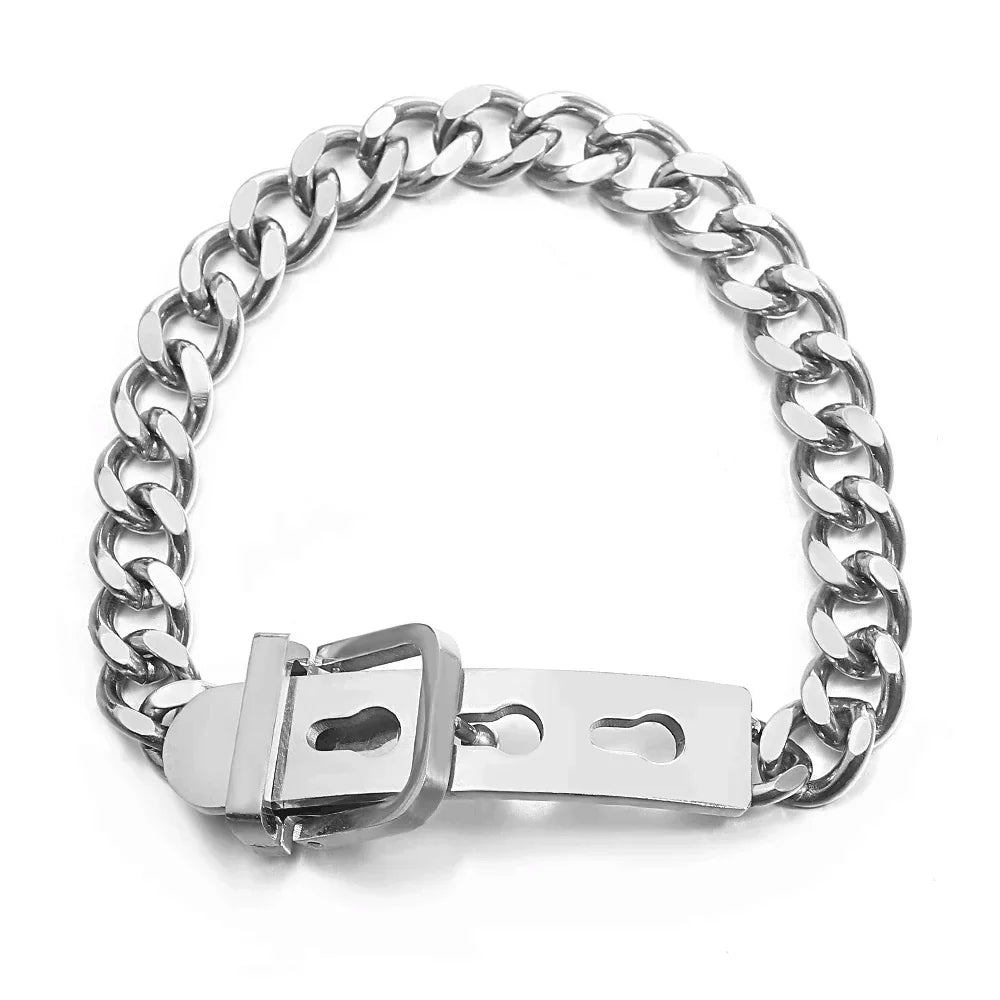 Chunky Belt Buckle Bracelet-VibeCloset
