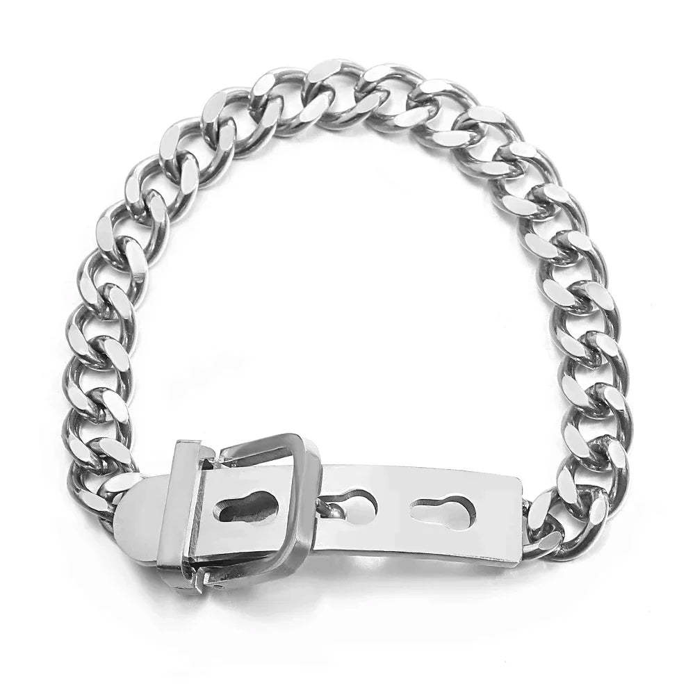 Chunky Belt Buckle Bracelet-VibeCloset