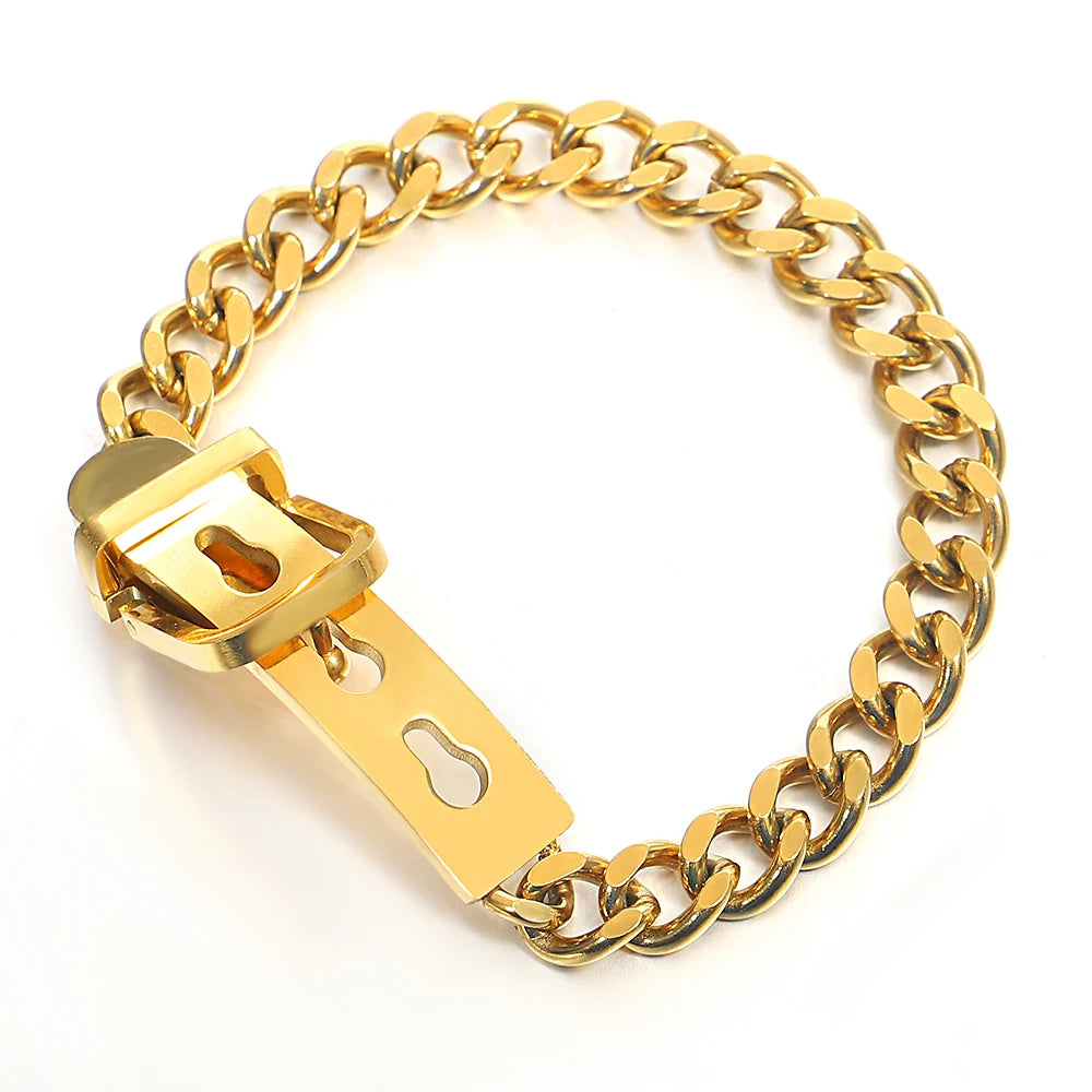 Chunky Belt Buckle Bracelet-VibeCloset