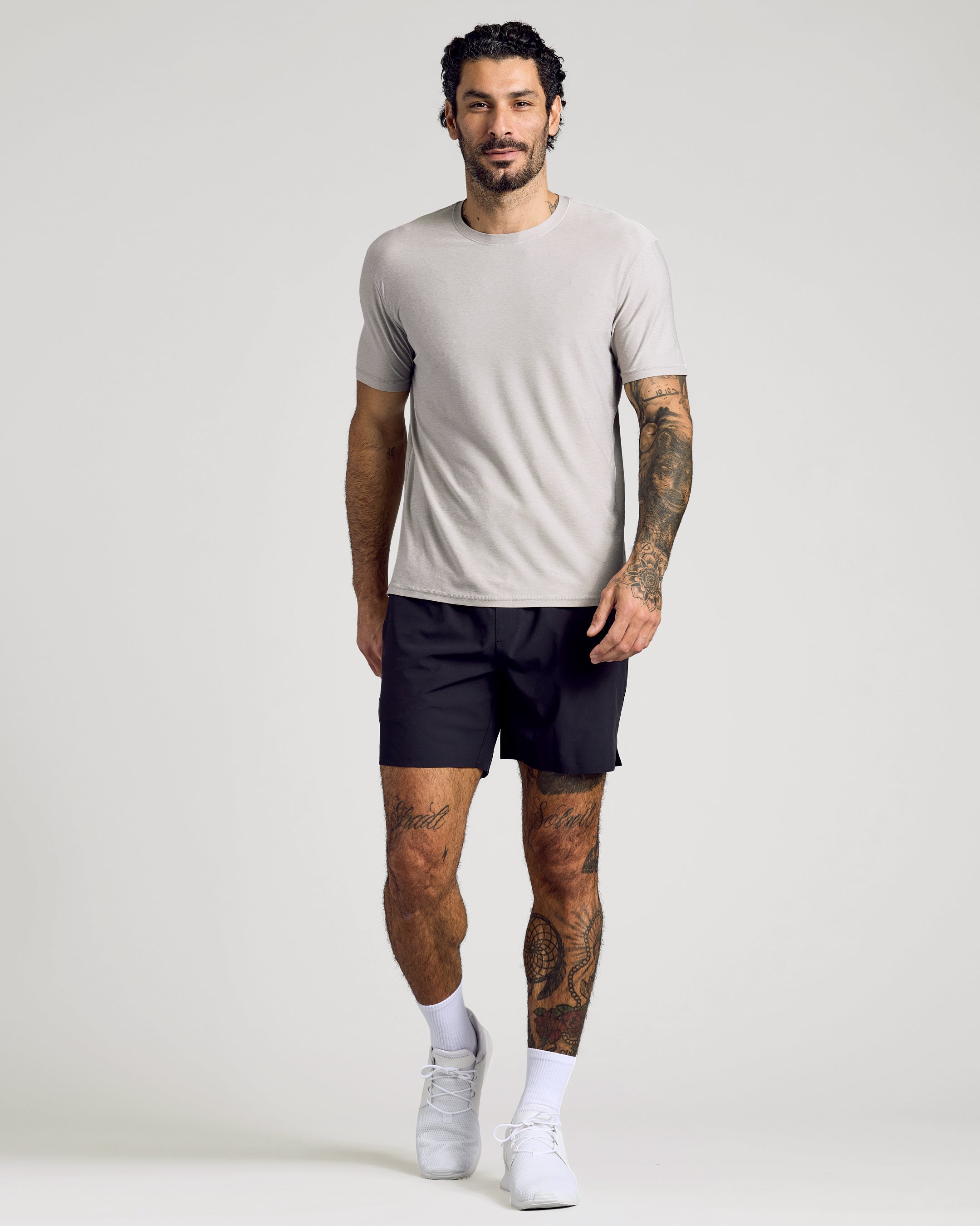 Light Heather Gray Active Crew Neck Tee-VibeCloset