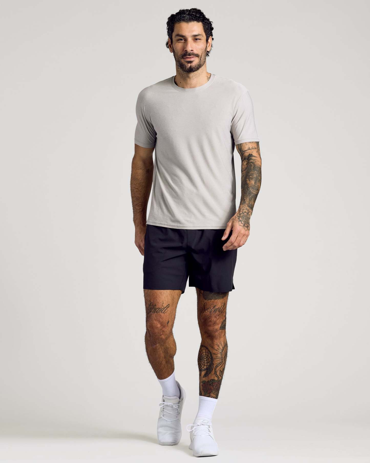 Light Heather Gray Active Crew Neck Tee-VibeCloset