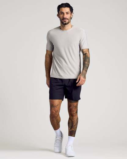 Light Heather Gray Active Crew Neck Tee-VibeCloset