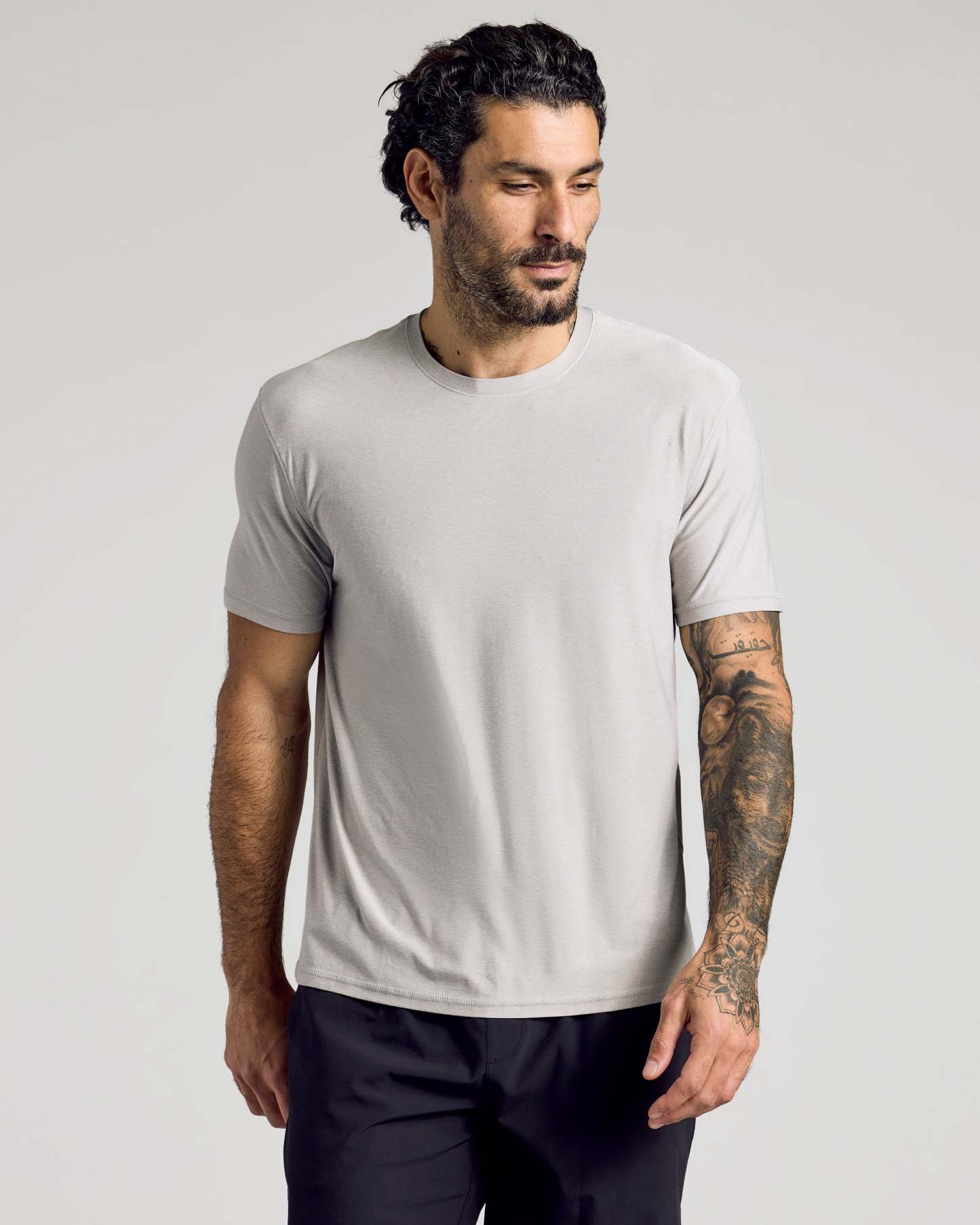 Light Heather Gray Active Crew Neck Tee-VibeCloset