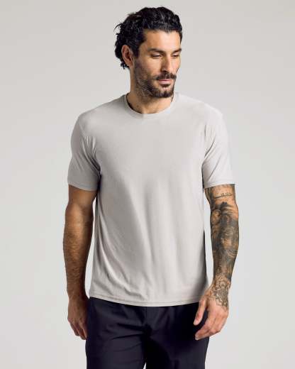 Light Heather Gray Active Crew Neck Tee-VibeCloset