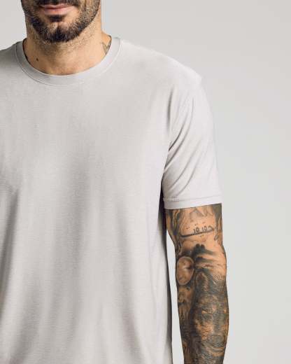 Light Heather Gray Active Crew Neck Tee-VibeCloset