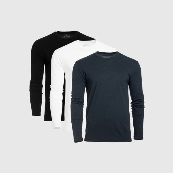 Standard Long Sleeve Crew Neck T-Shirt 3-Pack-VibeCloset