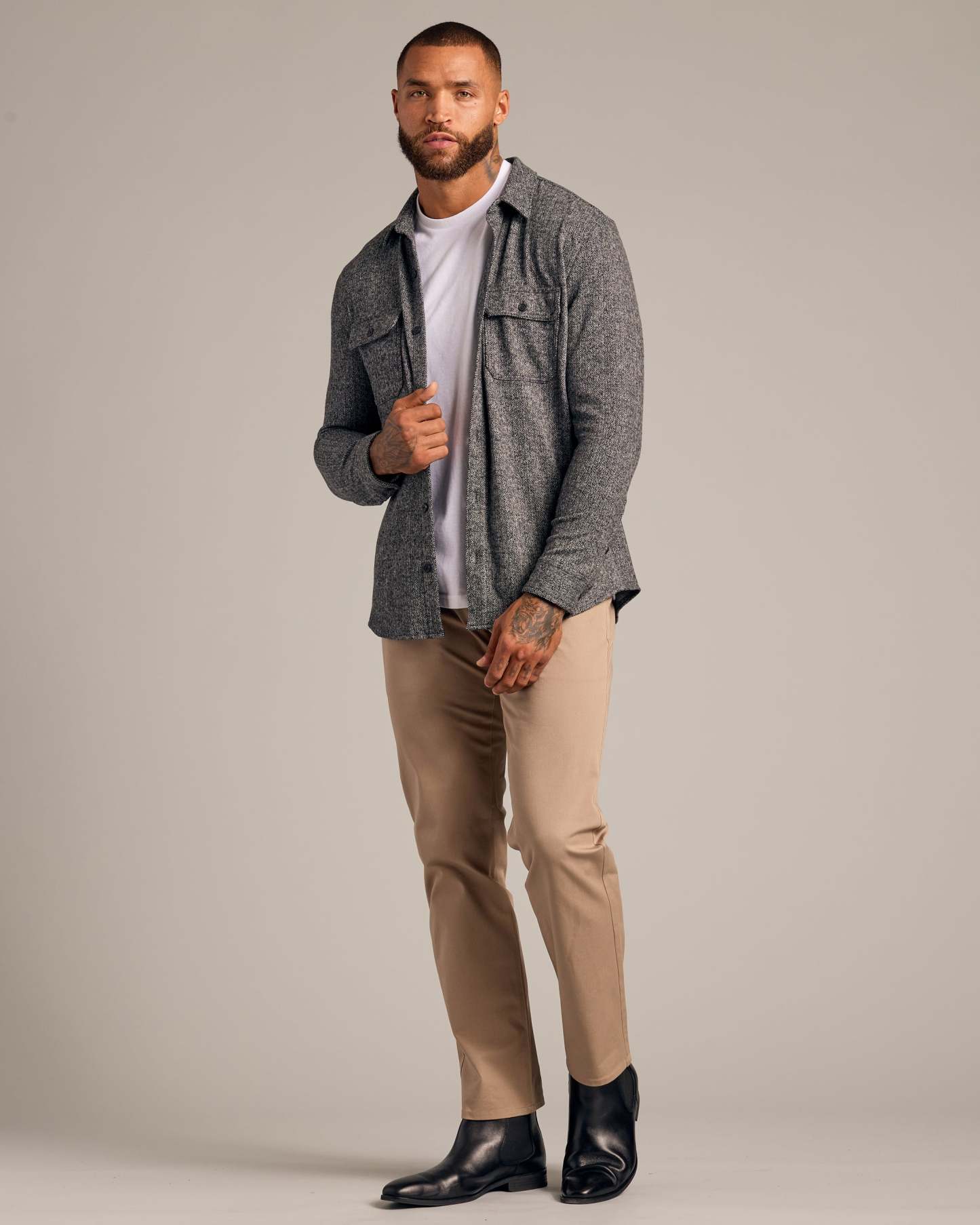 Heather Black Shirt Jacket-VibeCloset