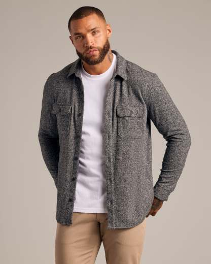 Heather Black Shirt Jacket-VibeCloset