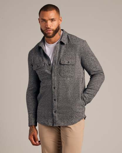 Heather Black Shirt Jacket-VibeCloset