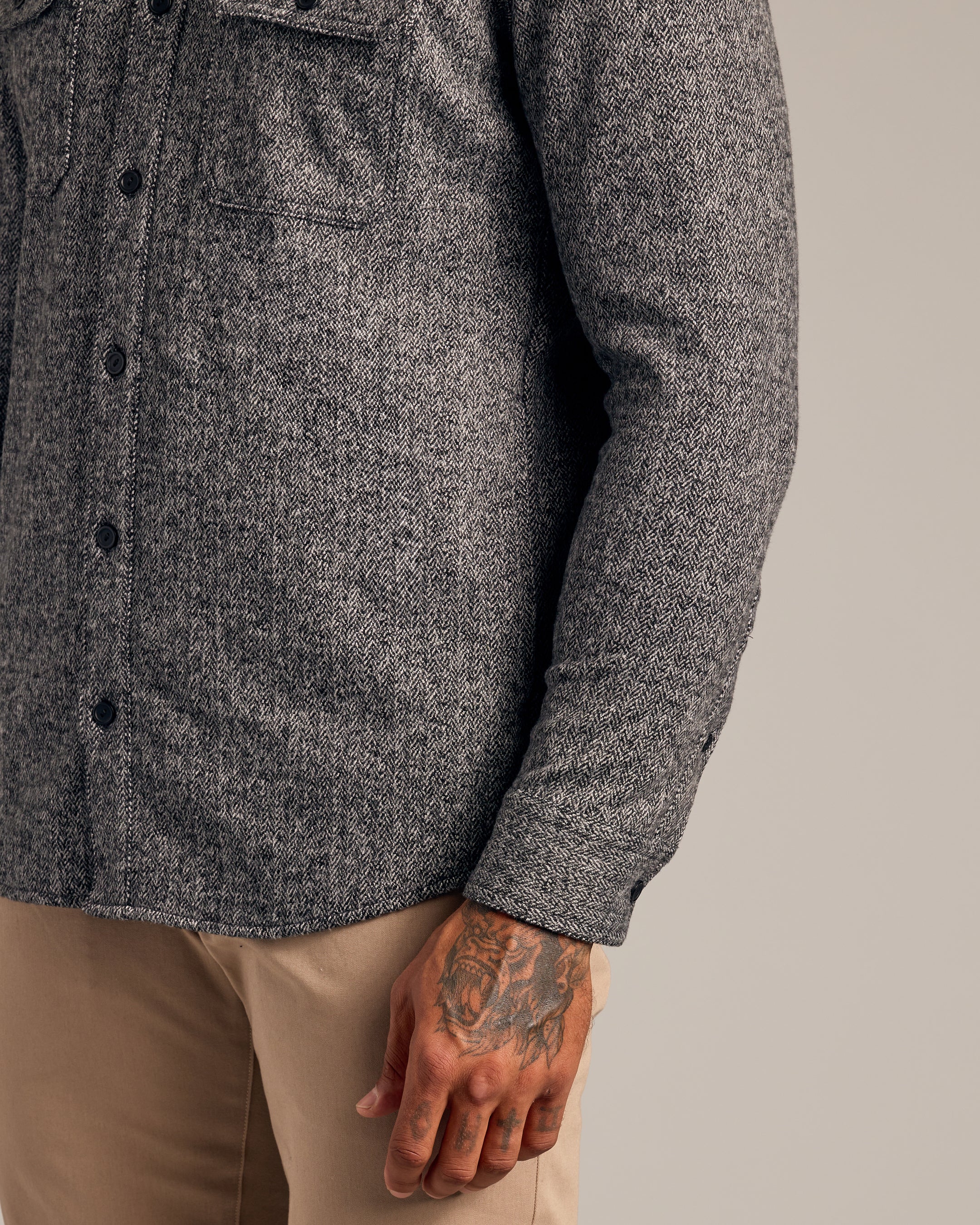 Heather Black Shirt Jacket-VibeCloset