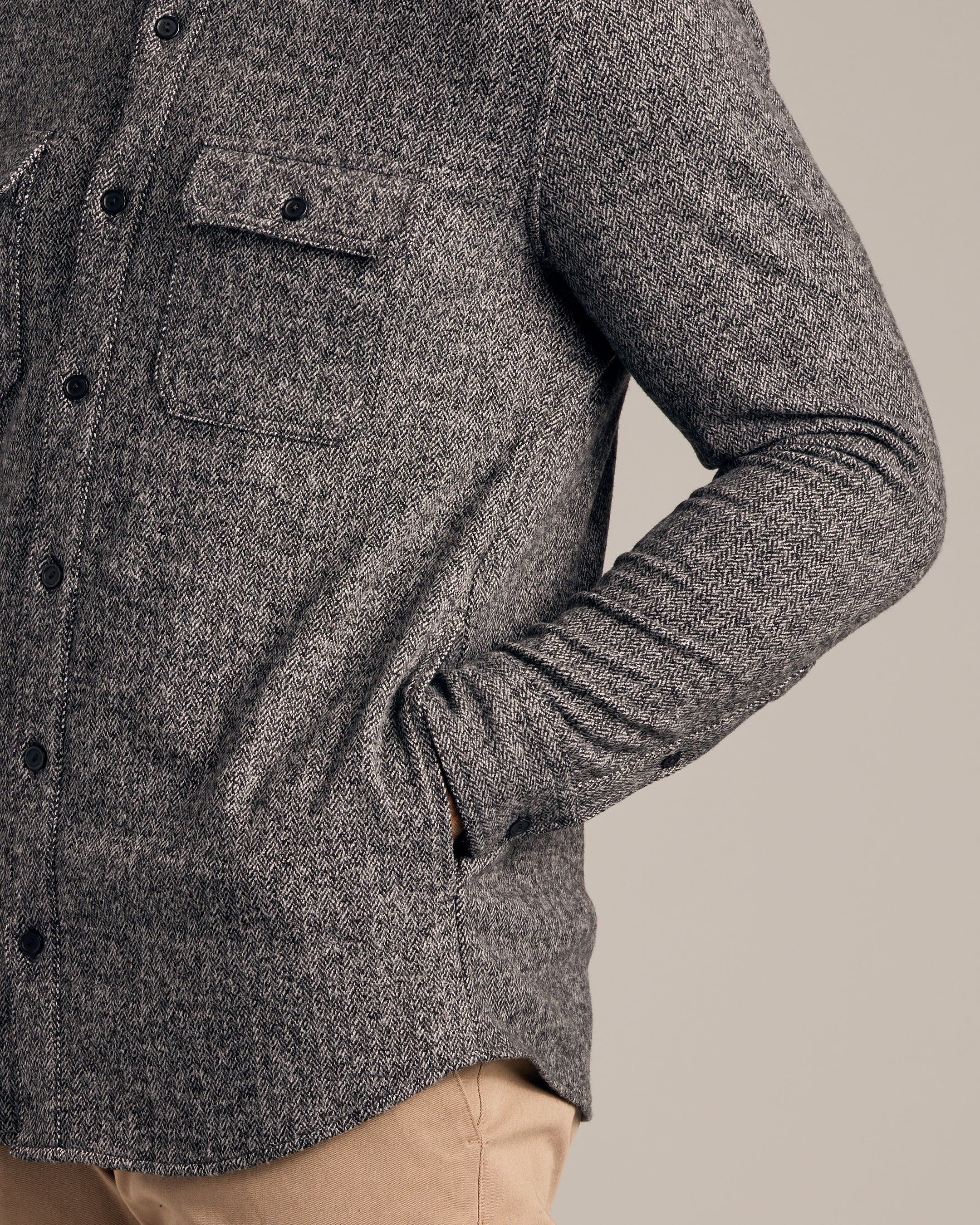 Heather Black Shirt Jacket-VibeCloset