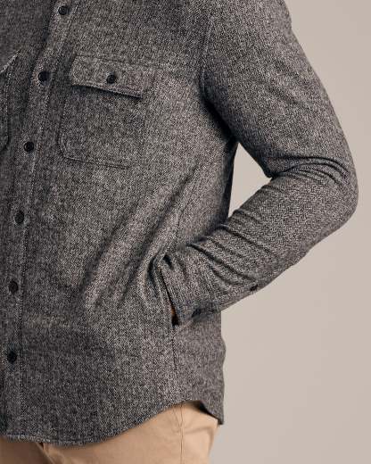 Heather Black Shirt Jacket-VibeCloset