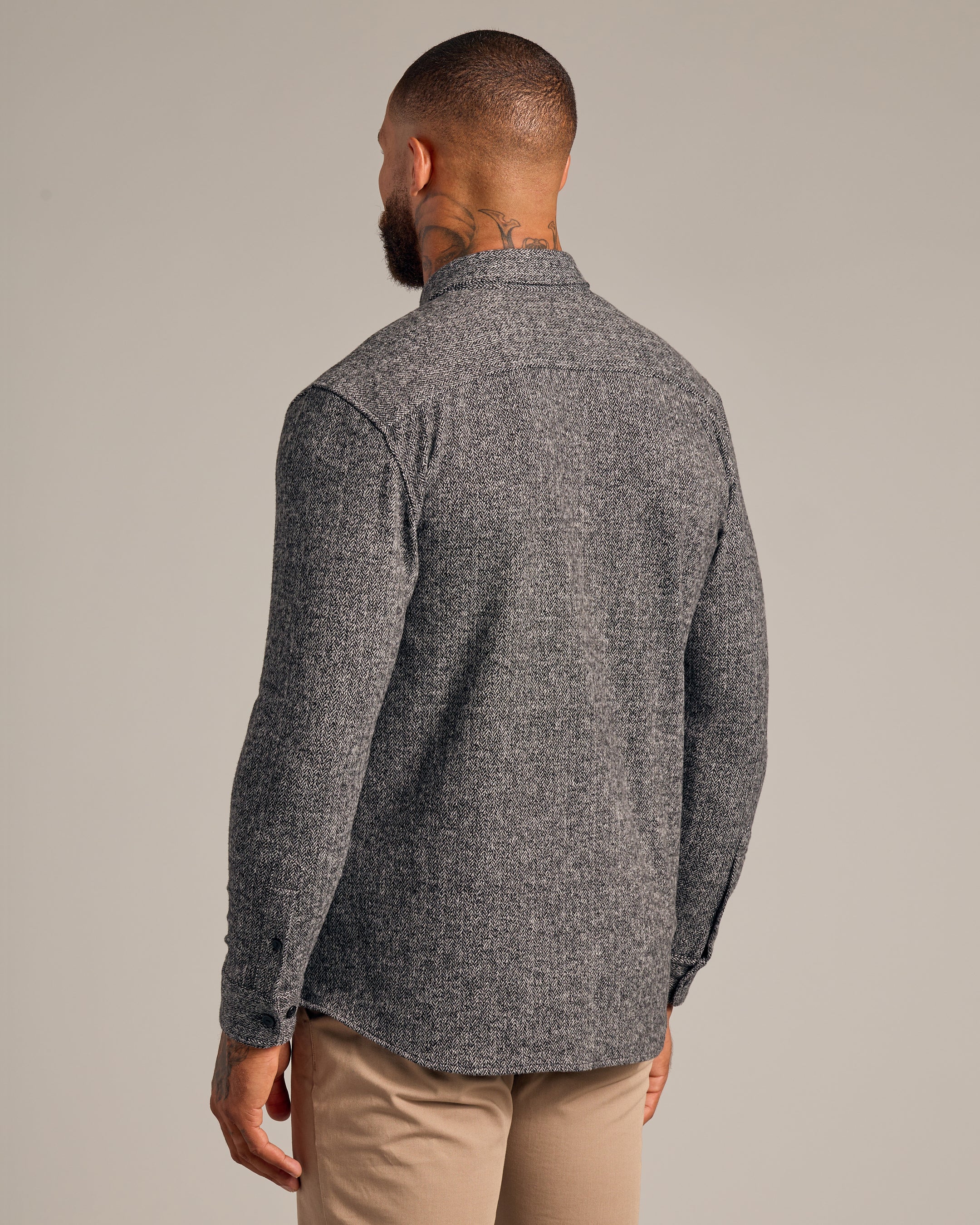 Heather Black Shirt Jacket-VibeCloset