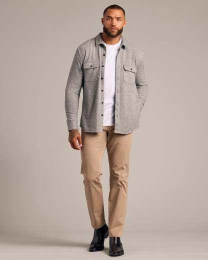 Light Heather Gray Shirt Jacket-VibeCloset