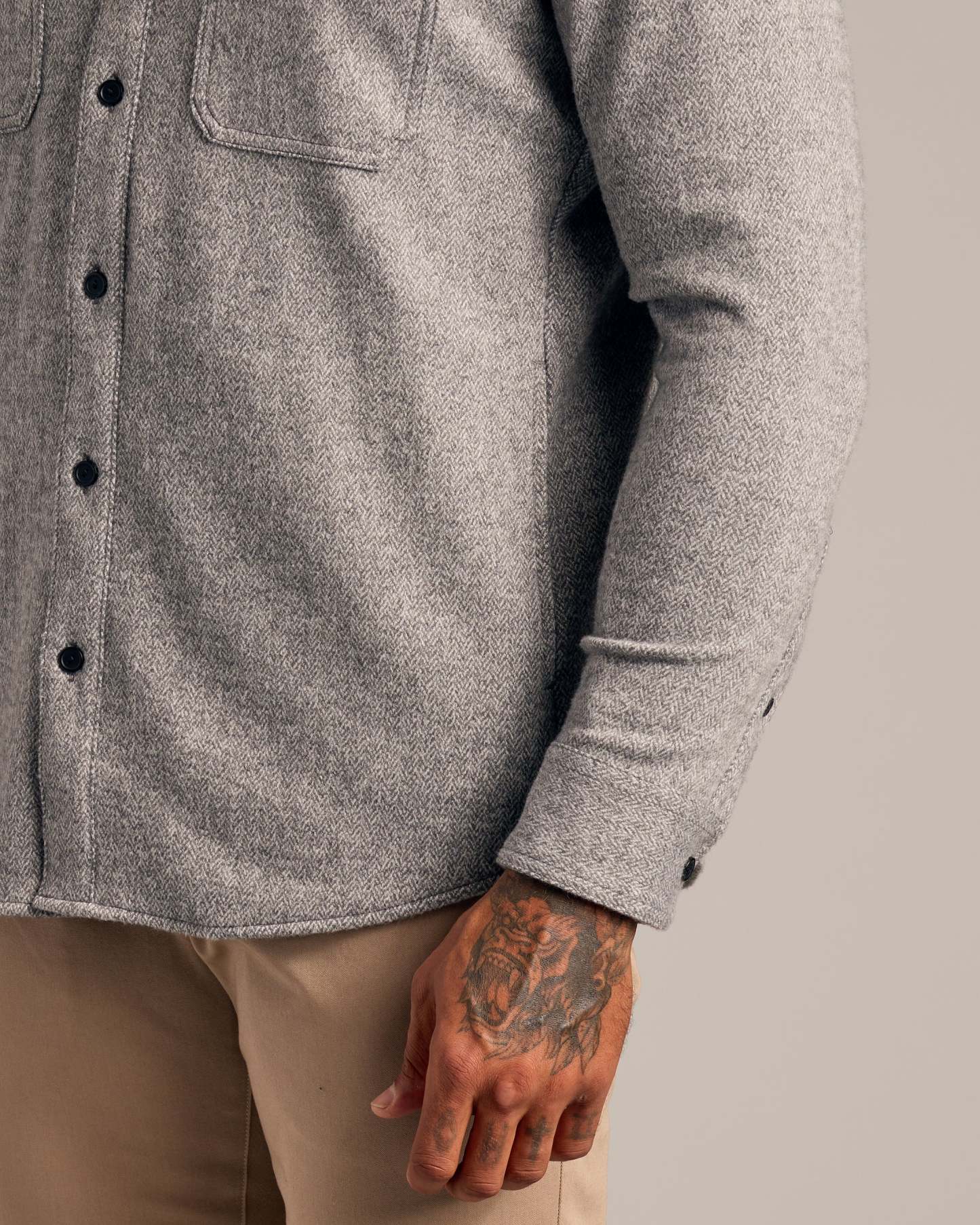 Light Heather Gray Shirt Jacket-VibeCloset