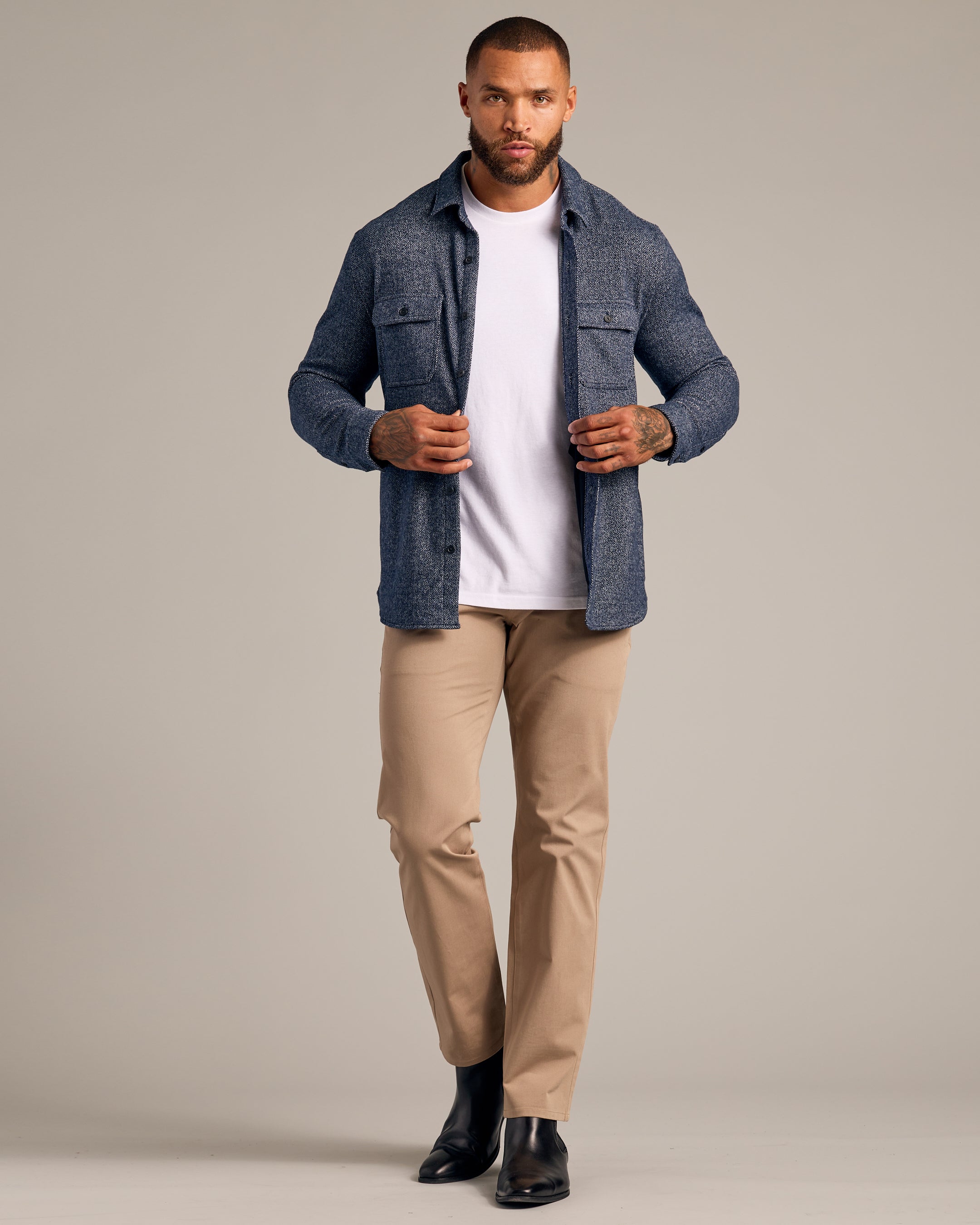 Navy Shirt Jacket-VibeCloset