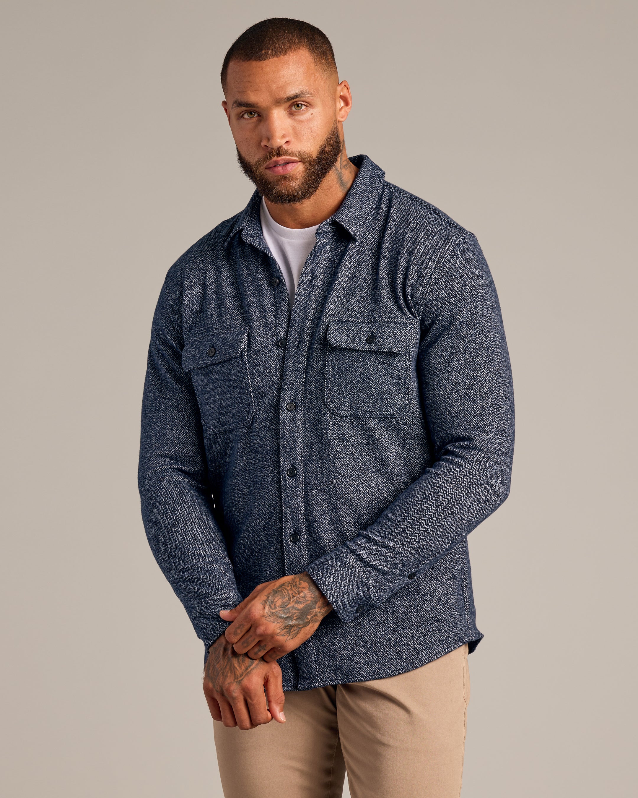 Navy Shirt Jacket-VibeCloset