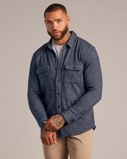 Navy Shirt Jacket-VibeCloset