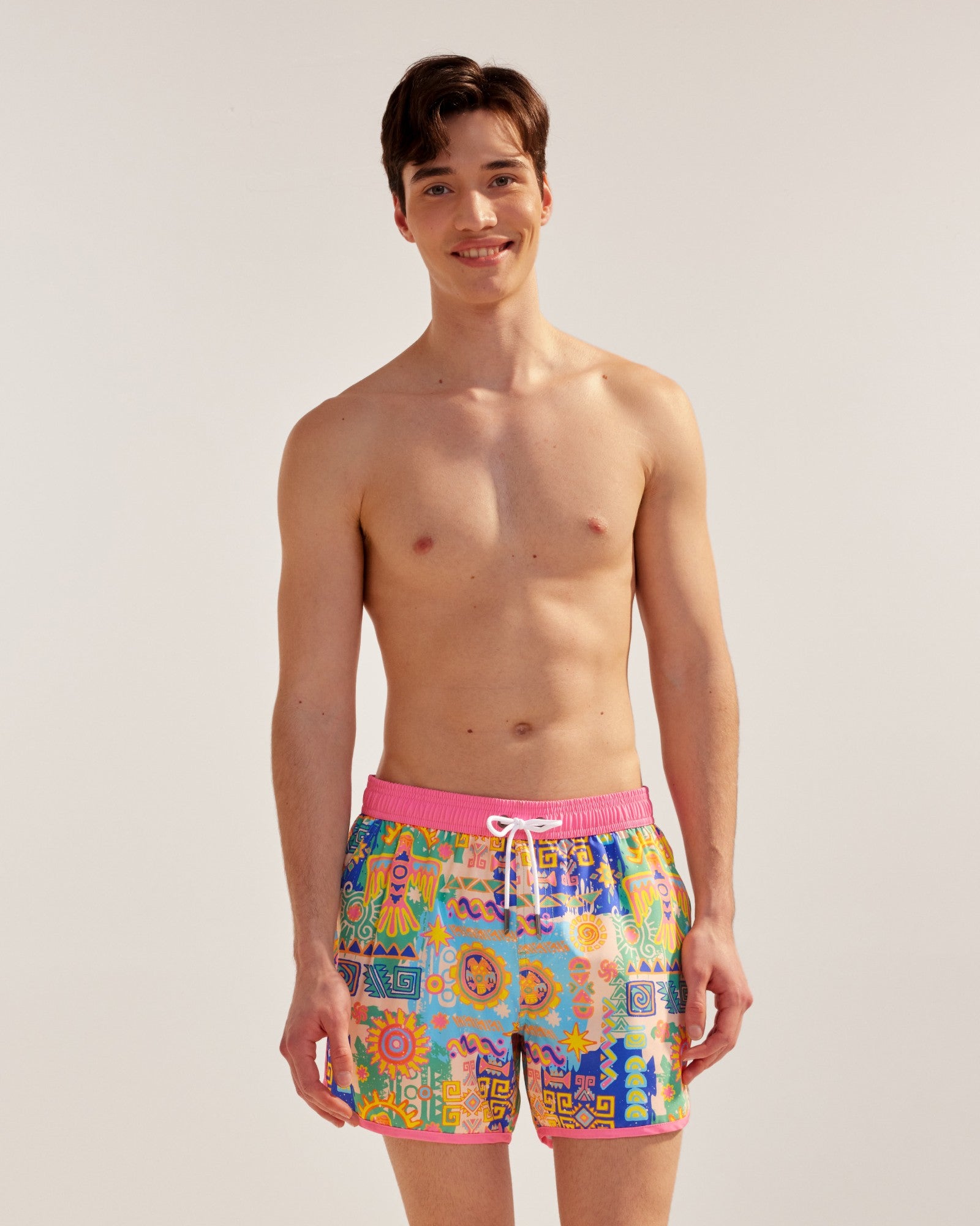Vintage Anubis Pink 4.5" Swim Trunks-VibeCloset