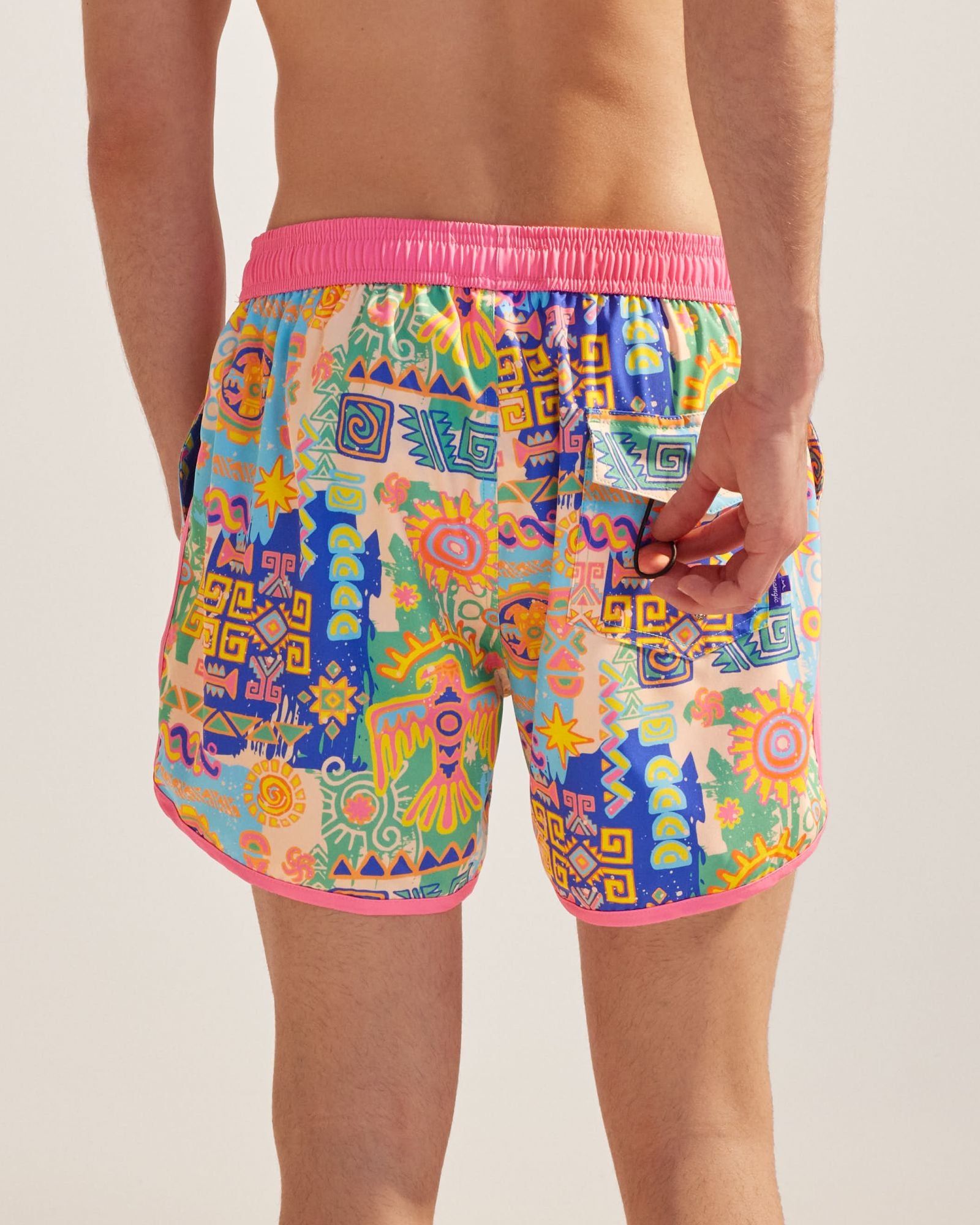 Vintage Anubis Pink 4.5" Swim Trunks-VibeCloset