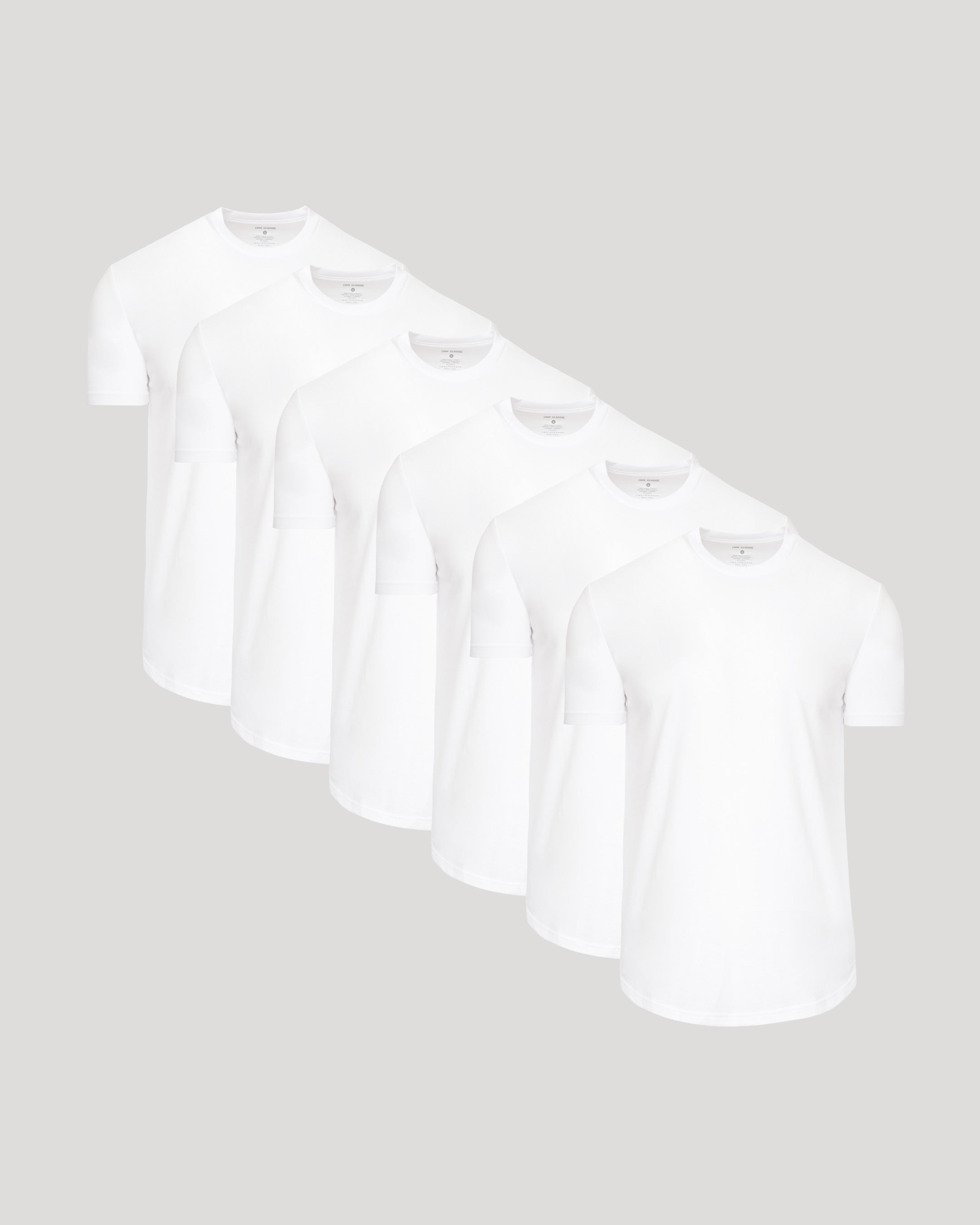 All White Short Sleeve Curved Hem Crew 6-Pack-VibeCloset