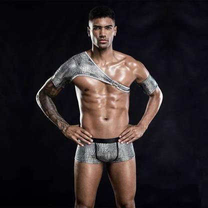 Men's White Snakeskin Harness&Boxers-SexBodyShop