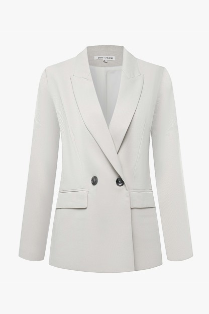 Cooper Cloud Textured Crepe Boyfriend Semi Fitted Blazer-VibeCloset