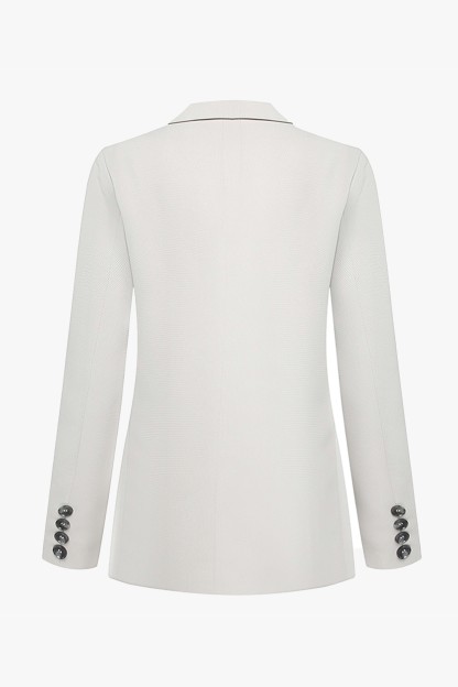 Cooper Cloud Textured Crepe Boyfriend Semi Fitted Blazer-VibeCloset