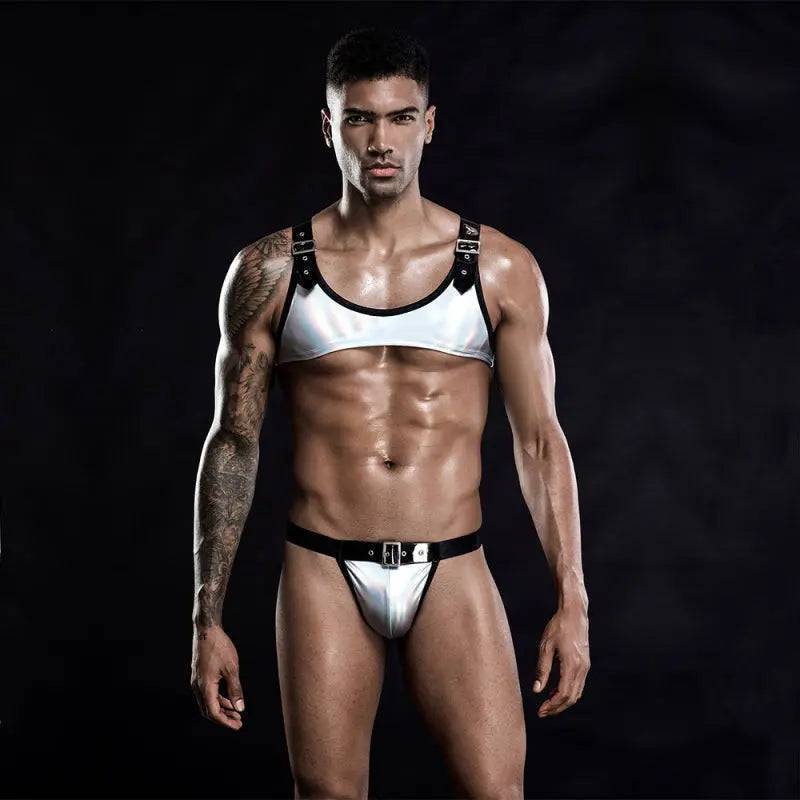 Men's White Bandage Sexy Harness&Thong-SexBodyShop