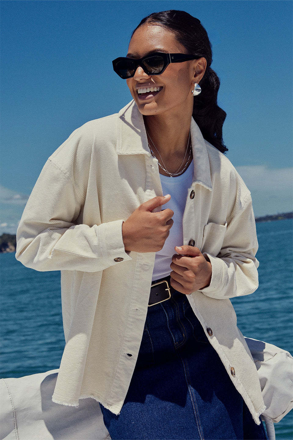 Friday Ecru Oversized Shacket-VibeCloset