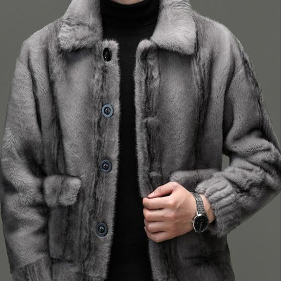 Reversible Leather Fleece Jacket-VibeCloset