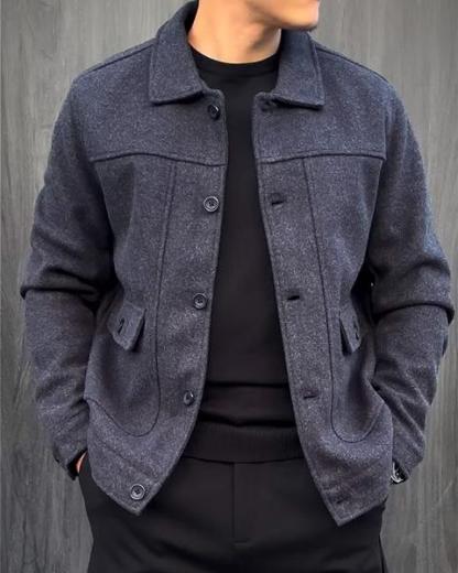 Slim Fit British Style Button Jacket-VibeCloset