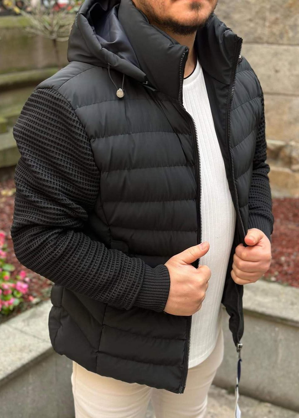 classic knitted patchwork Jacket-VibeCloset