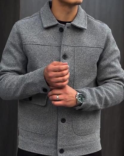 Slim Fit British Style Button Jacket-VibeCloset