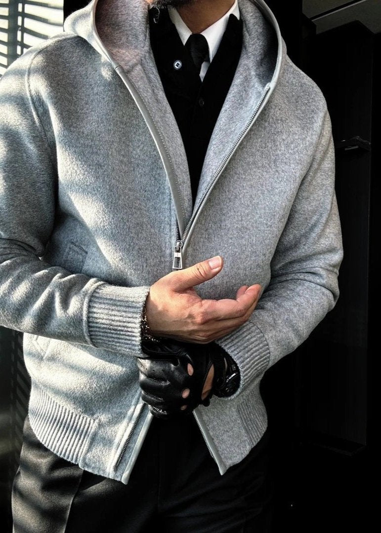 Autumn & Winter Hooded Oblique Zipper Sweatshirt Jacket-VibeCloset