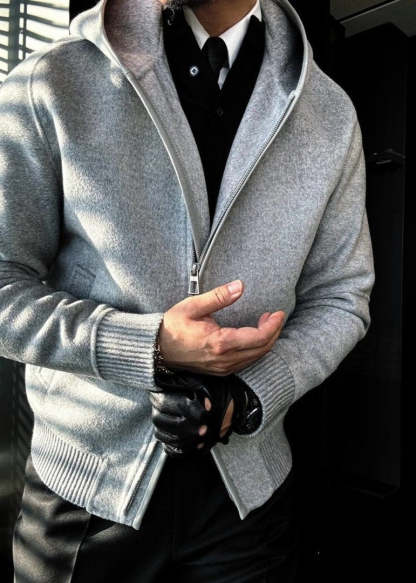 Autumn & Winter Hooded Oblique Zipper Sweatshirt Jacket-VibeCloset