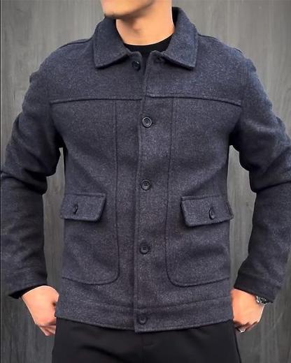 Slim Fit British Style Button Jacket-VibeCloset