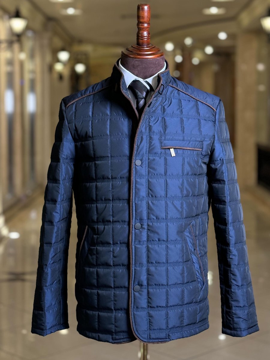 Men's Square Plaid Cotton-padded Jacket-VibeCloset