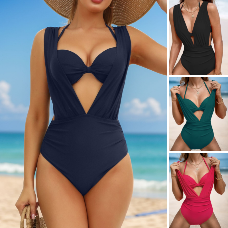 🩱Summer☀️Women's Tie Solid Color Swimsuit