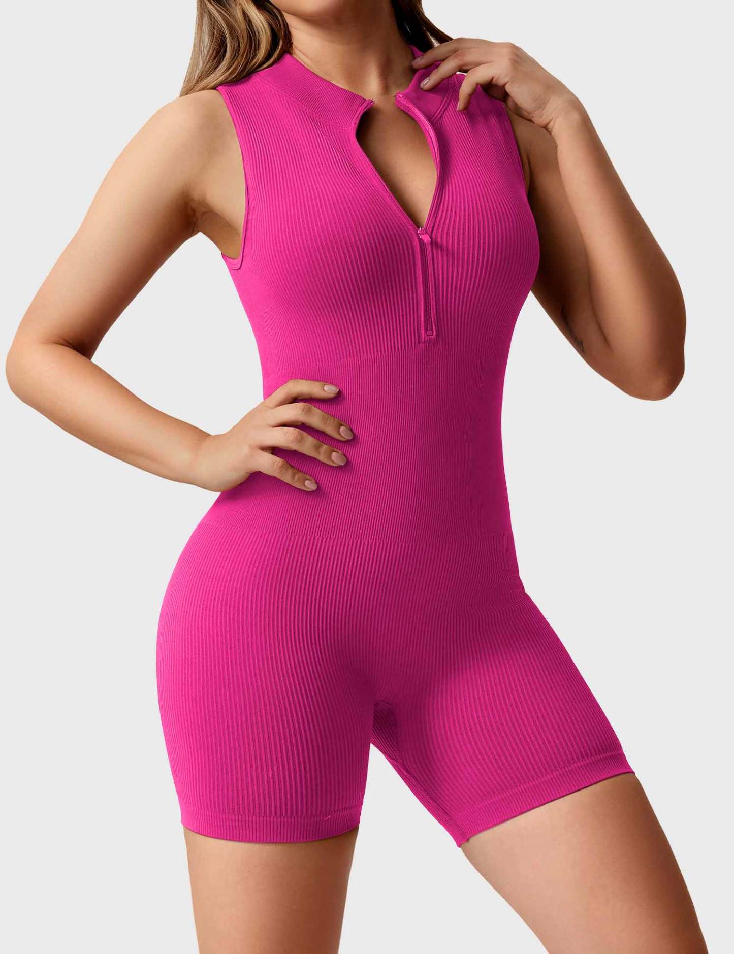 🩱 Rachel Ribbed Seamless Romper-VibeCloset