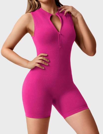 🩱 Rachel Ribbed Seamless Romper-VibeCloset