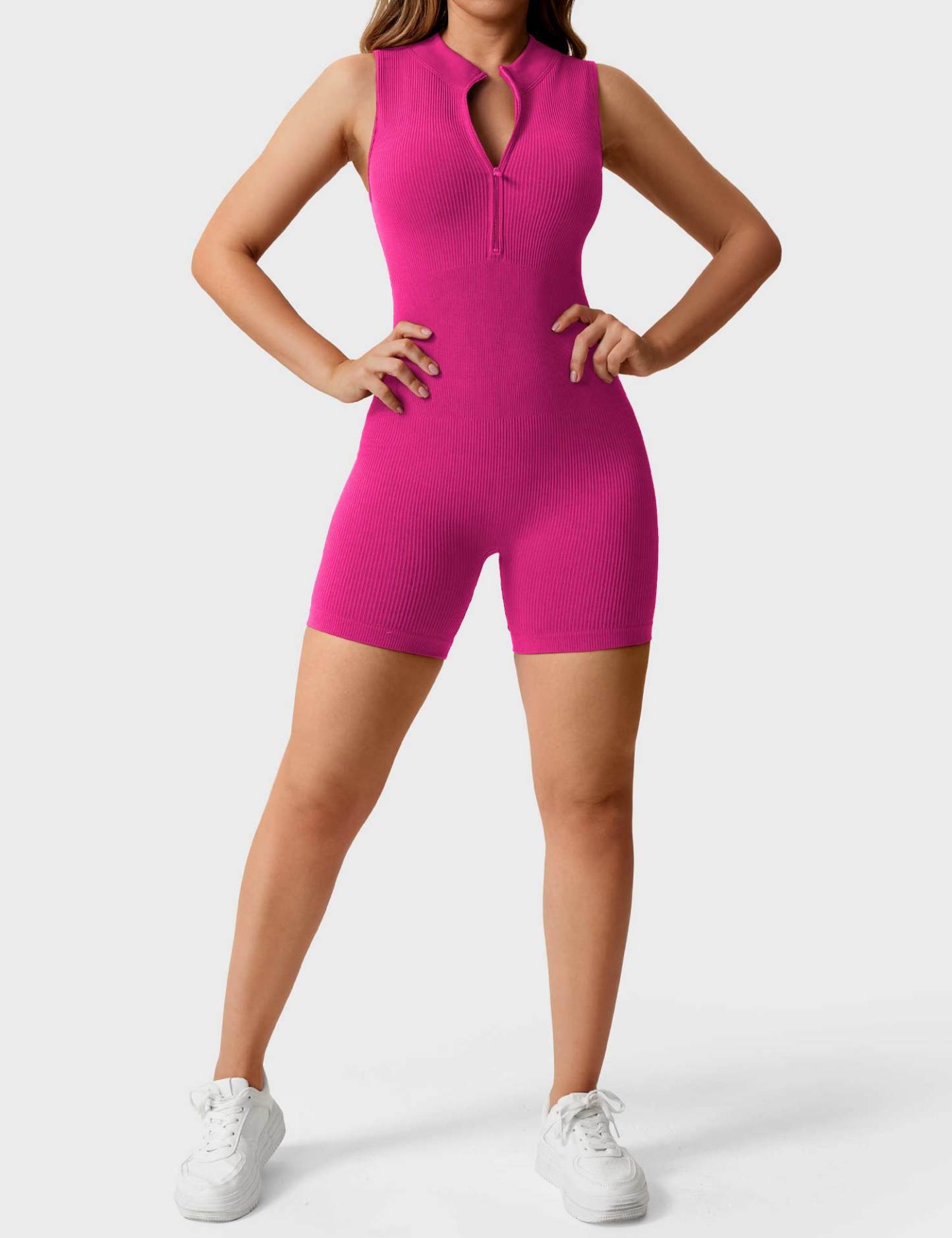 🩱 Rachel Ribbed Seamless Romper-VibeCloset