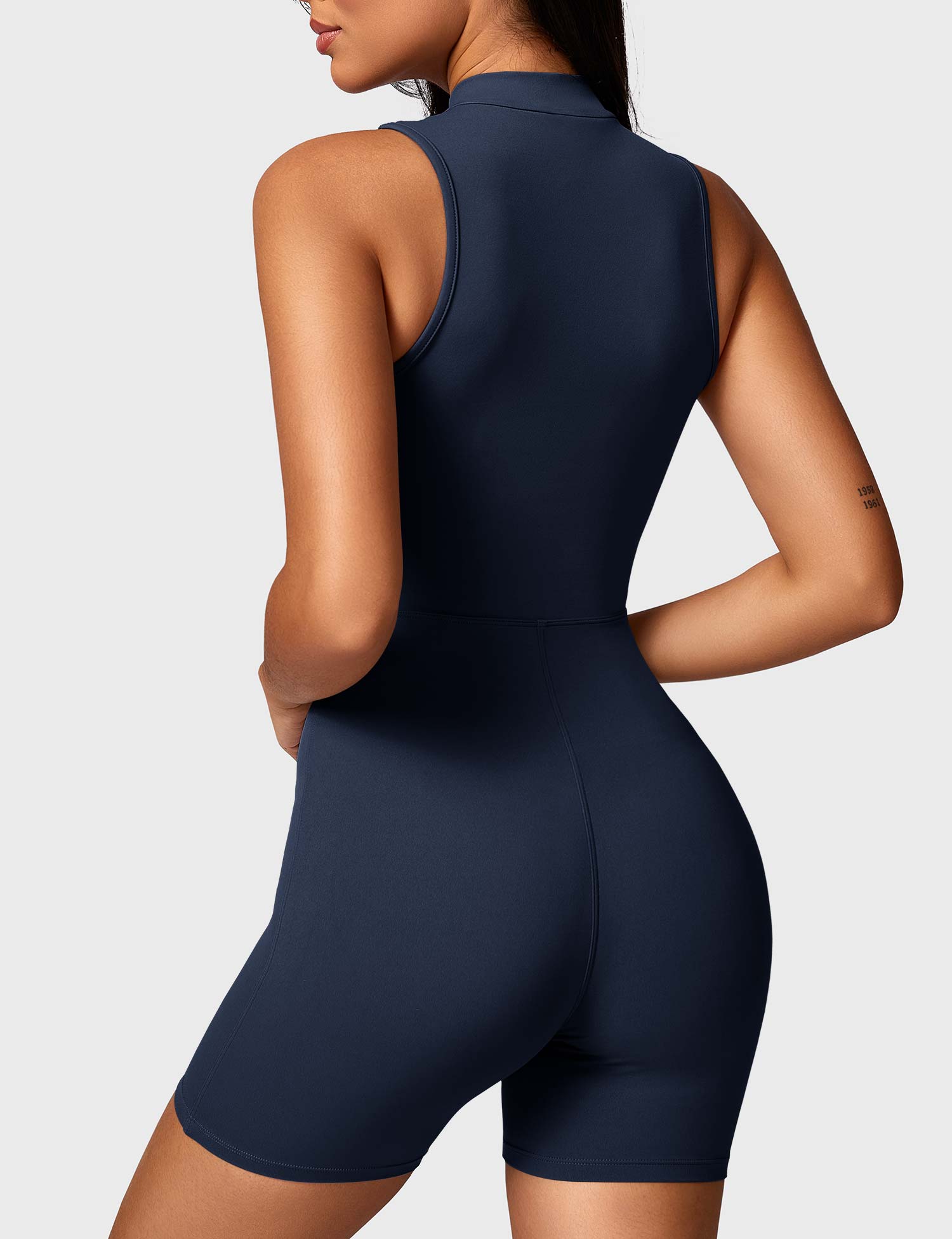 🩱 Belle Sleeveless Zipper Romper-VibeCloset