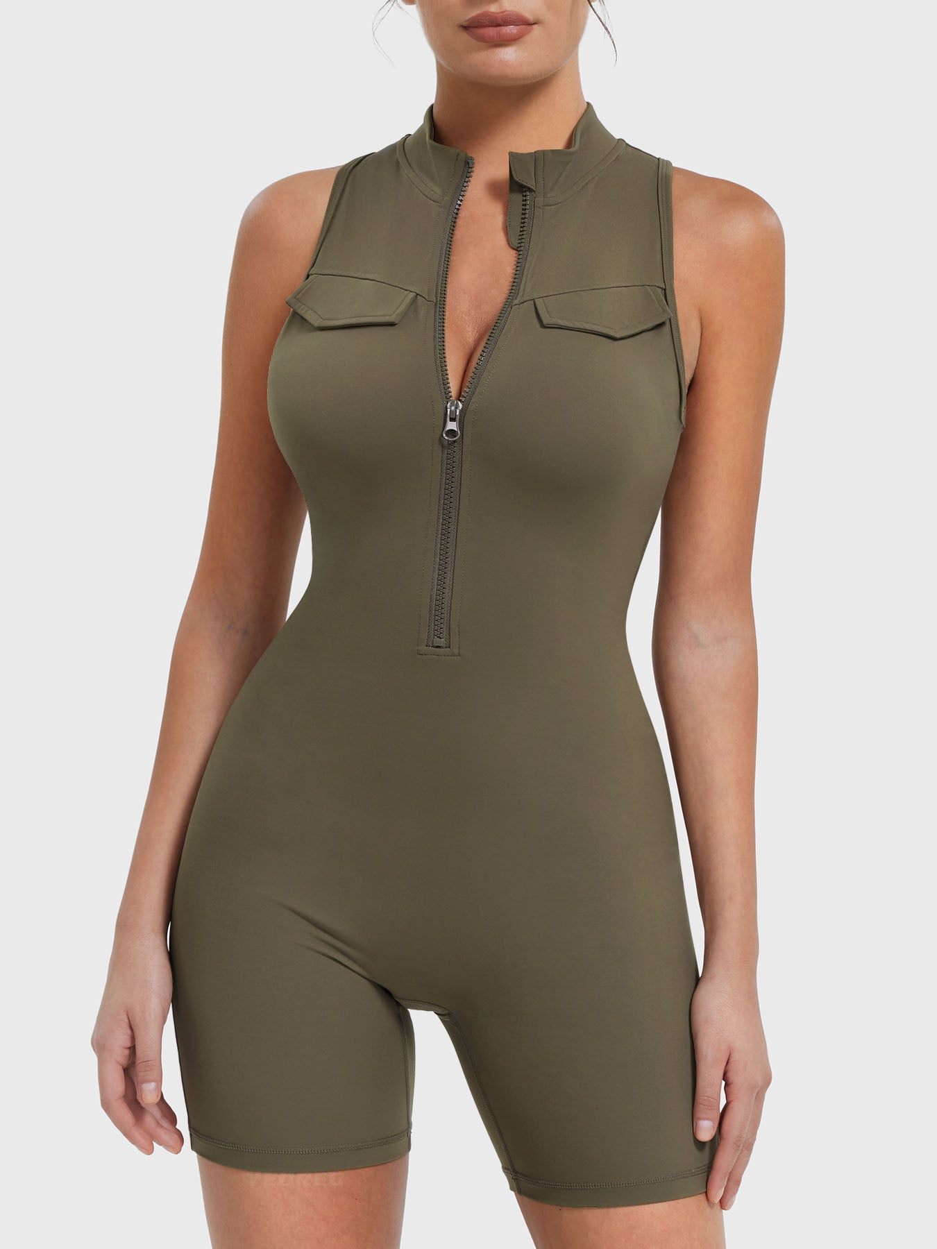 🩱 Samantha Cargo Romper with Pockets-VibeCloset