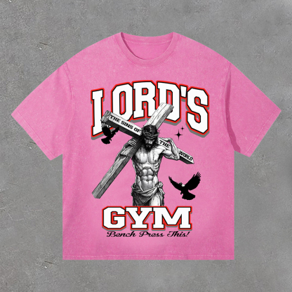 Hellxcity Lord's Gym Print Washed Retro T-Shirt | HellxCity 